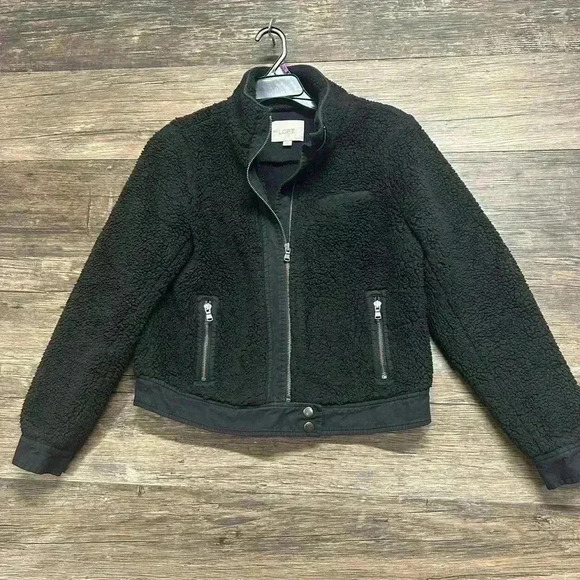 LOFT Black Teddy Sherpa Jacket - Picture 1 of 3